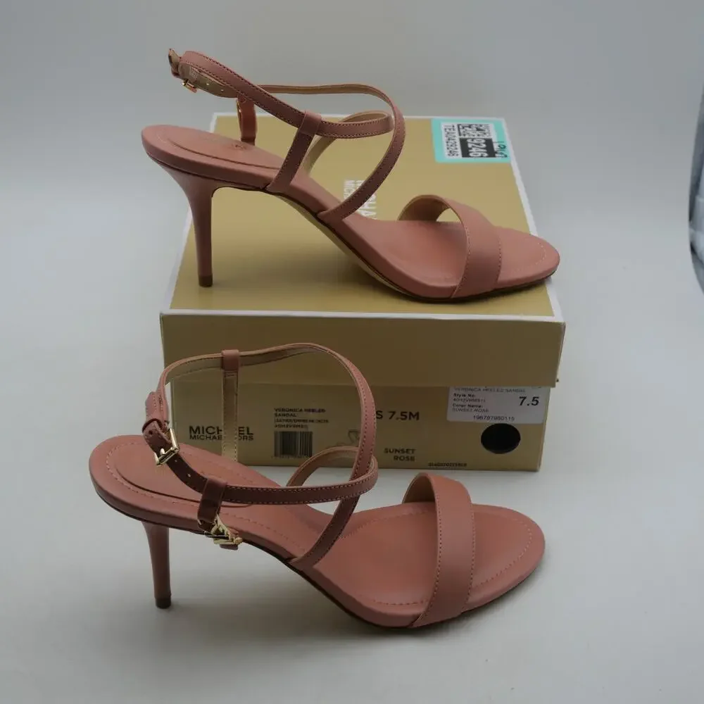 NEW Michael Kors Veronica Heeled Sandals Sunset Rose Women's 7.5